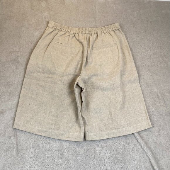 L.L.Bean Women's Bermuda Shorts Size 10 Beige Classic Fit Linen Straight-Casual - Picture 12 of 12